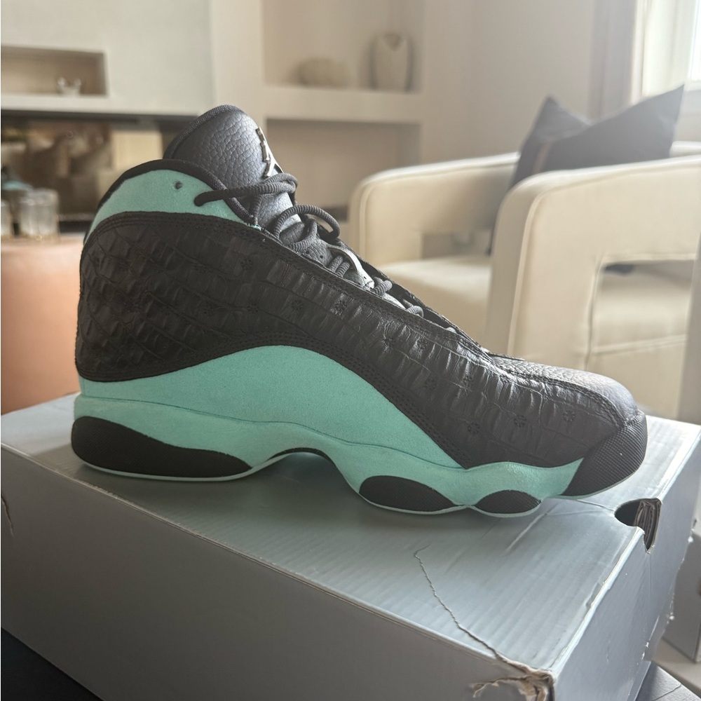 Black and Teal High-Top Sneakers